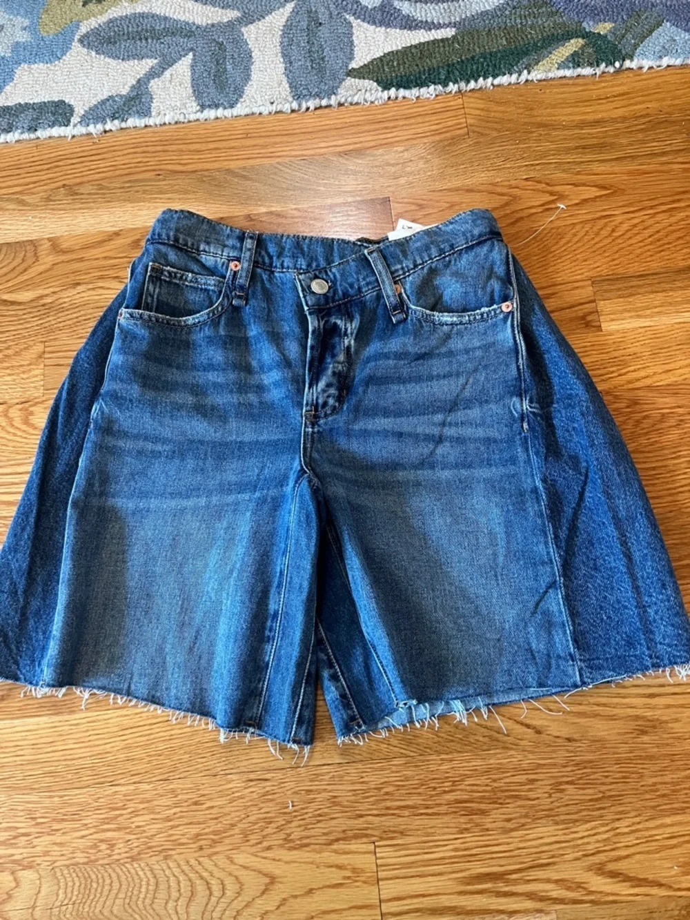 Free People Boomerang Long Denim Shorts Size 24 NWT